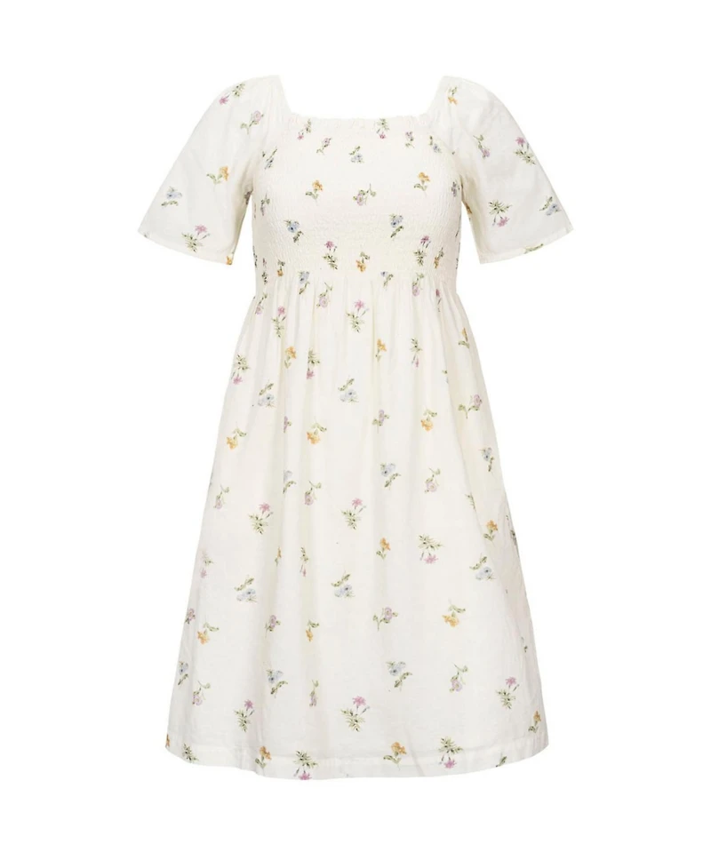 Hope & Henry Women's Organic Bell Sleeve Smocked Dress