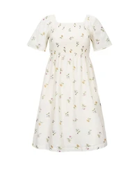 Hope & Henry Women's Organic Bell Sleeve Smocked Dress