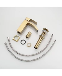 Waterfall Single Hole Handle Bathroom Faucet Brushed Gold