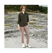 Campus Sutra Men's Ribbed-Woven Shirt