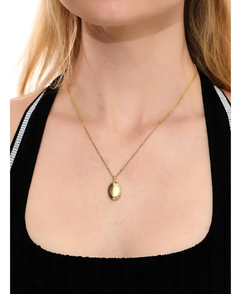 Devata Contour-lined Dome Pendant Necklace in Gold Plated Sterling Silver, Adj to 16 in / 17 in / 18 in