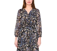 Msk Women's Long Sleeve Surplice Maxi Dress