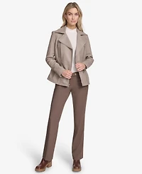 Andrew Marc Women's Violet Belted Moto Leather Jacket
