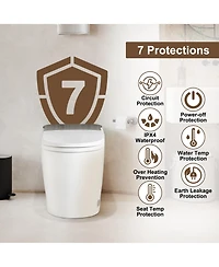 Casainc Smart Elongated One-Piece Bathroom Fixture, Heated Seat, Auto Open/Close, Foot Sensor, Warm Water, Dryer & Night Light