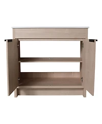 Casainc 36 Inch Freestanding Vanity with Ceramic Sink and Soft-Close Cabinet Doors
