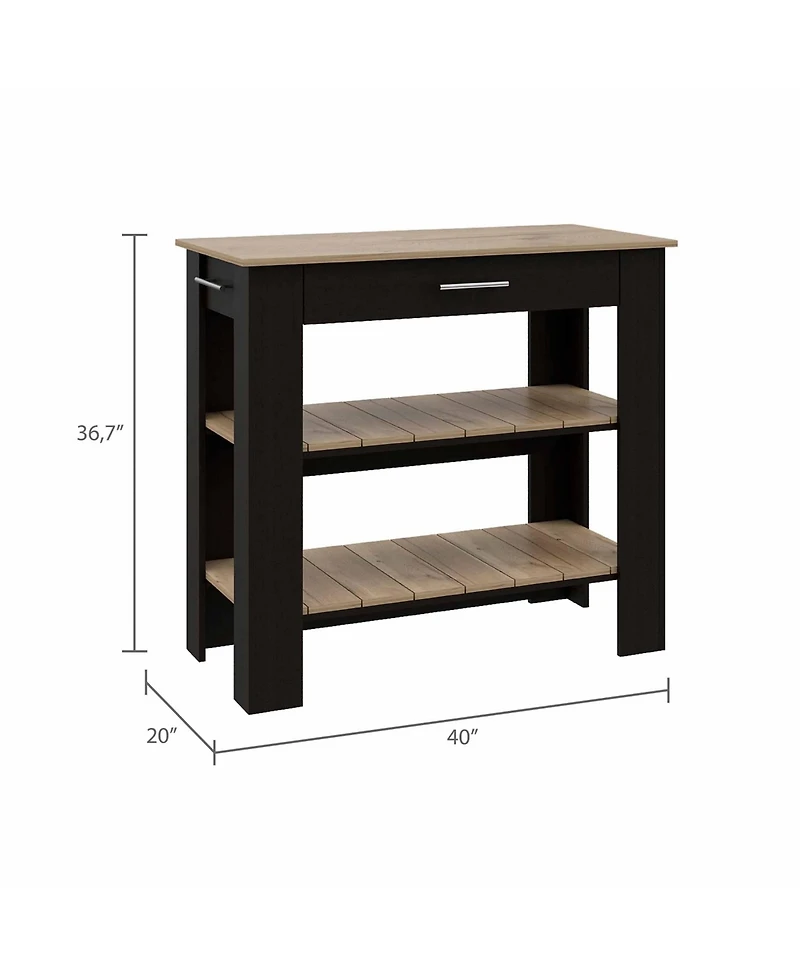 Slickblue Wooden Kitchen Island Table with Drawer and 2 Storage Shelves for Meal Prep