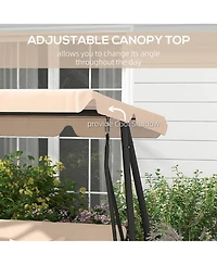 Outsunny 3-Seat Outdoor Patio Swing Chair with Adjustable Canopy,