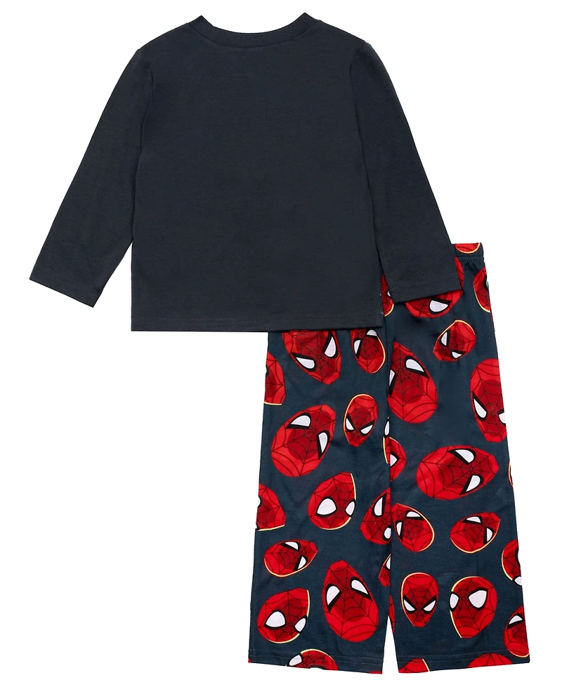 Ame Toddler Boys 2-Piece Spiderman Long Sleeve Top and Open Leg Pants Pajama Set