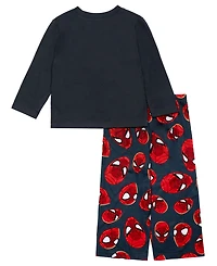 Ame Toddler Boys 2-Piece Spiderman Long Sleeve Top and Open Leg Pants Pajama Set