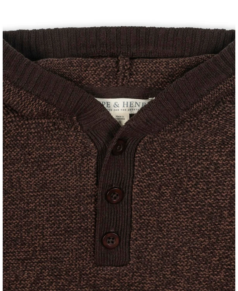 Hope & Henry Little and Big Boys' Organic Long Sleeve Hooded Henley Sweater