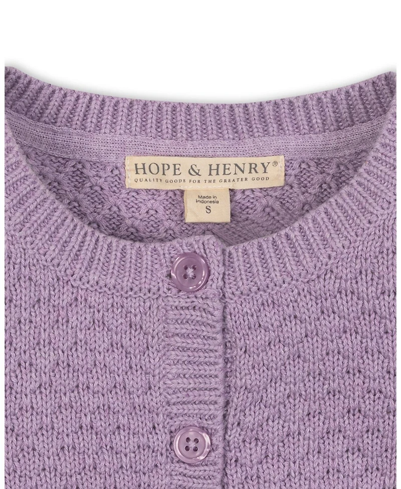 Hope & Henry Girls Organic Long Sleeve Textured Cardigan Sweater