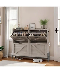 Ironck Shoe Storage Cabinet with 4 Flip Drawers