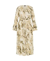 City Chic Plus Plunge Frill Print Maxi Dress