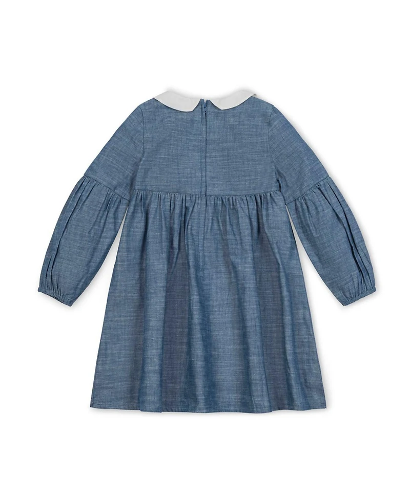 Hope & Henry Toddler Girls' Organic Empire Waist Peter Pan Collar Chambray Dress
