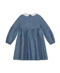 Hope & Henry Toddler Girls' Organic Empire Waist Peter Pan Collar Chambray Dress