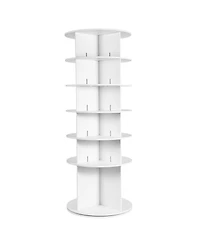 Slickblue 6-Tier Rotating Shoe Rack Tower, 360° Spinning Round Organizer for Entryway Storage