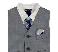 Nautica Baby Boys 4-Piece Blue Deco Sharkskin Shirt, Tie, Pant and Vest Set