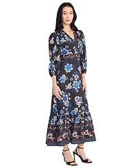 Donna Morgan Women's V-Neck Tiered Midi Dress