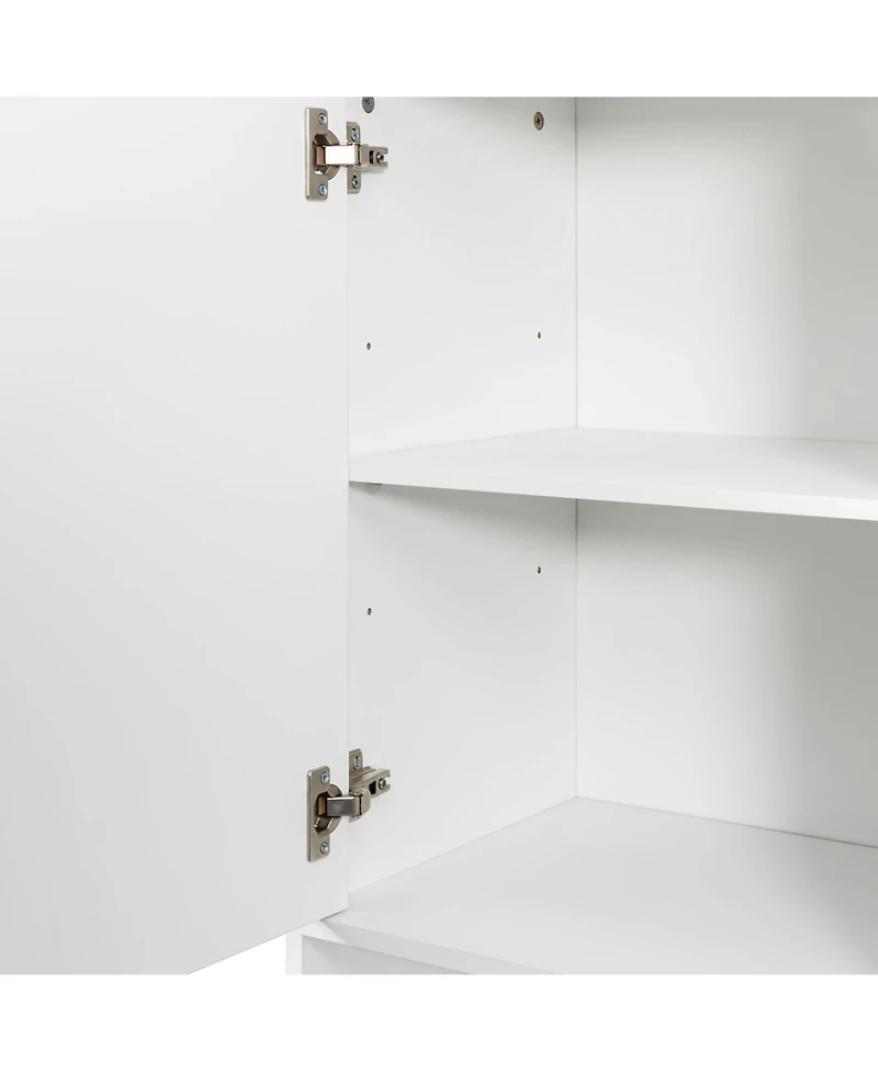 Casainc Laundry Cabinet with Doors, Tilt-Out Hamper, Open and Adjustable Shelves