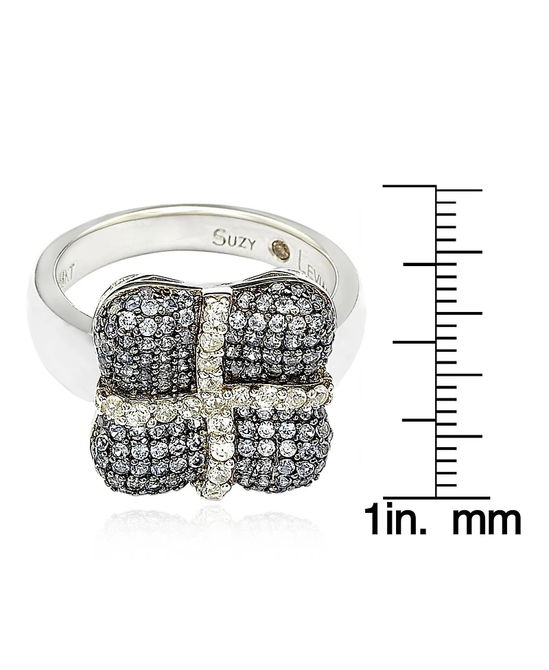Suzy Levian New York Suzy Levian Sterling Silver Sapphire & Created White Sapphire Wrapped Cushion Ring