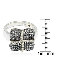 Suzy Levian New York Suzy Levian Sterling Silver Sapphire & Created White Sapphire Wrapped Cushion Ring