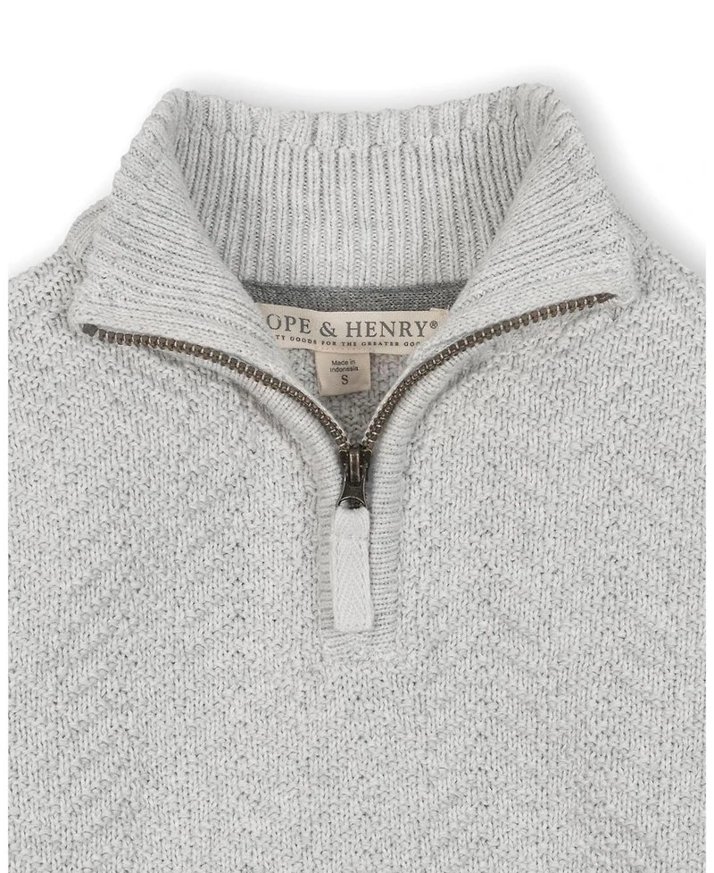 Hope & Henry Little and Big Boys' Organic Long Sleeve Half Zip Cable Pullover Sweater