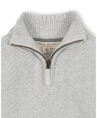 Hope & Henry Little and Big Boys' Organic Long Sleeve Half Zip Cable Pullover Sweater