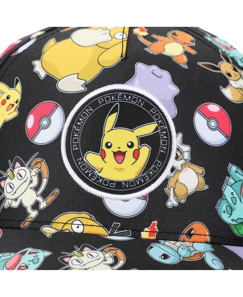 Pokemon Boys Pokemon Characters All-Over Print Youth Black Traditional Adjustable Hat