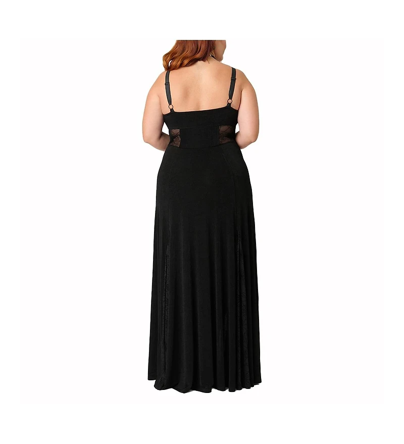 Unique Vintage Plus Sheer Spiderweb Godet Maxi Dress