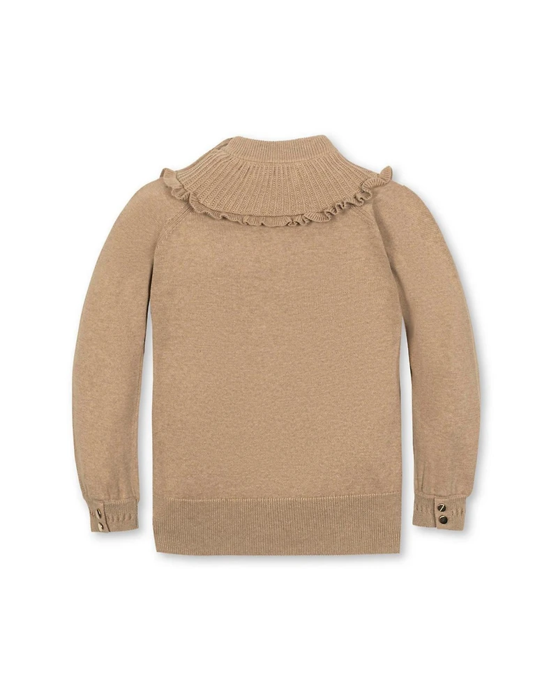 Hope & Henry Little and Big Girls' Organic Long Sleeve Mock Neck Sweater with Ruffle