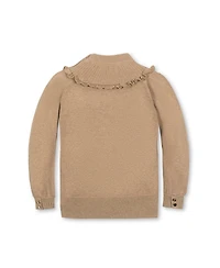 Hope & Henry Little and Big Girls' Organic Long Sleeve Mock Neck Sweater with Ruffle