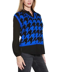 Belldini Women's Houndstooth Two-Fer Sweater