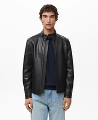 Mango Men's Zip-Up Leather-Effect Jacket