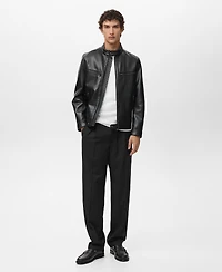 Mango Men's Zip-Up Leather-Effect Jacket