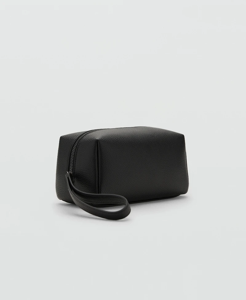 Mango Men's Contrast-Strap Pebbled Cosmetic Bag
