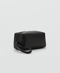 Mango Men's Contrast-Strap Pebbled Cosmetic Bag