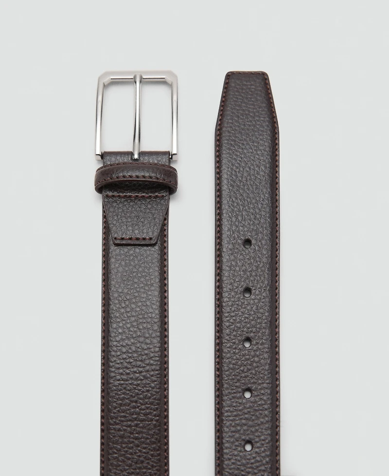 Mango Men's Beaten Leather Belt