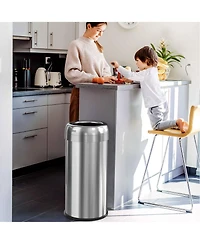 iTouchless 16 Gallon / 61 Liter Stainless Steel Round Open Top Kitchen Trash Can with Dual Odor Filters