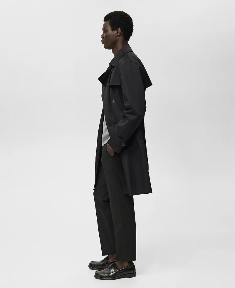 Mango Men's Water-Repellent Belted Trench Coat