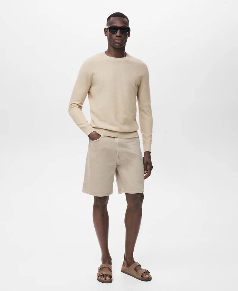 Mango Men's Microstructure Cotton Knitted Sweater