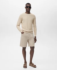 Mango Men's Microstructure Cotton Knitted Sweater