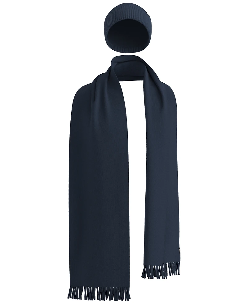 Hugo Boss Hepico Ribbed Cap and Scarf, 2-Piece Set