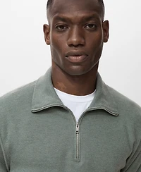 Mango Men's Zipper Collar Microstructure Sweater