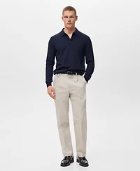 Mango Men's Wool Knitted Polo Sweater