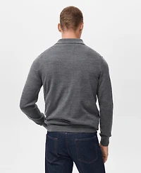 Mango Men's Wool Knitted Polo Sweater