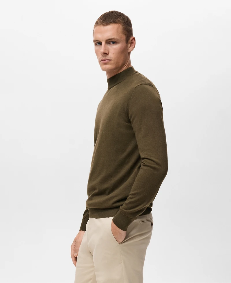 Mango Men's Wool Mock Neck Sweater