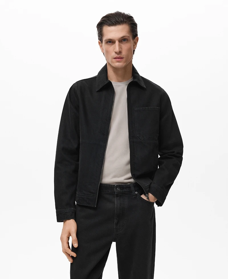 Mango Men's Pockets Denim Jacket