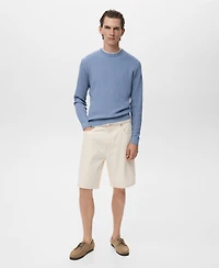 Mango Men's Fine Rib-Knit Cotton Sweater