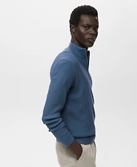 Mango Men's Zip Neck Ribbed Sweater