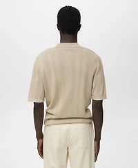 Mango Men's Ribbed Knit Polo Shirt